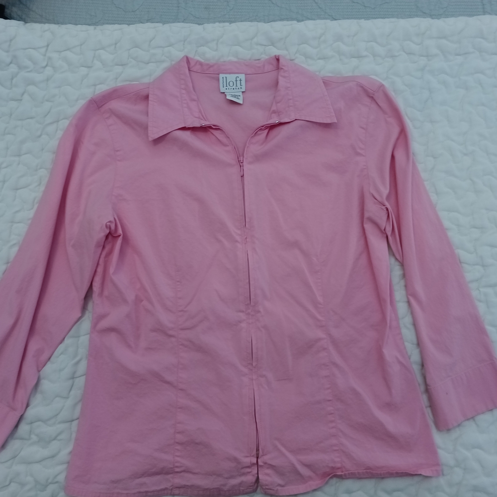 Loft Women's Pink Zip-Up Top